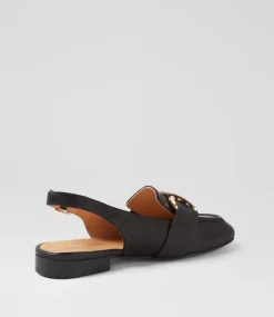 Women TOP END Flats-Pallies Black Leather Flat Shoes