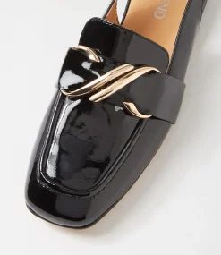 Women TOP END Flats|Loafers-Pallies Black Patent Leather Flat Shoes