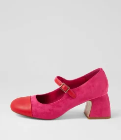 Women I LOVE BILLY Heels-Palloe Red Pink Microsuede Heels