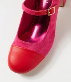 Women I LOVE BILLY Heels-Palloe Red Pink Microsuede Heels