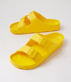 Women COLORADO Comfort|Flats-Palm S Yellow Eva Sandals