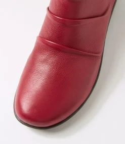 Women SUPERSOFT Boots|Comfort-Panka Cherry Leather Elastic Ankle Boots
