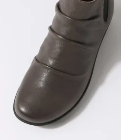 Women SUPERSOFT Boots|Comfort-Panka Dark Grey Leather Elastic Chelsea Boots