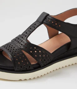 Women SUPERSOFT Comfort|Flats-Pansi Black Leather Sandals