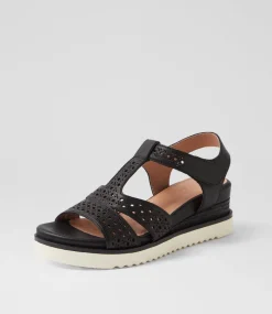 Women SUPERSOFT Comfort|Flats-Pansi Black Leather Sandals