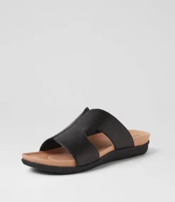 Women SUPERSOFT Comfort|Flats-Pariae Black Leather Sandals