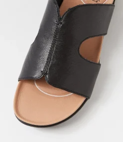 Women SUPERSOFT Comfort|Flats-Pariae Black Leather Sandals