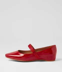 Women SUPERSOFT Flats|Comfort-Parti Red Patent Leather Flat Shoes
