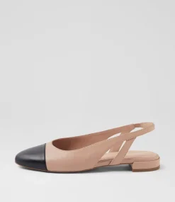 Women DIANA FERRARI Flats-Pascala Black Nude Leather Flat Shoes