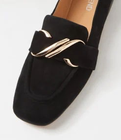 Women TOP END Flats|Loafers-Paydie Black Suede Loafers