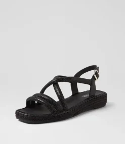 Women SUPERSOFT Comfort|Flats-Peacest Black Leather Sandals