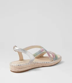 Women SUPERSOFT Comfort|Flats-Peacest Multi Silver Leather Sandals