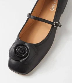 Women TOP END Flats|Mary Janes-Pelo Black Leather Flat Shoes
