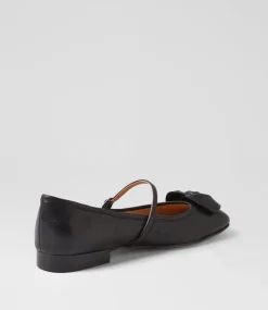 Women TOP END Flats|Mary Janes-Pelo Black Leather Flat Shoes