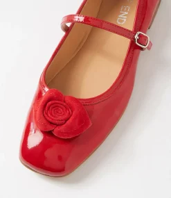 Women TOP END Flats|Mary Janes-Pelo Red Patent Suede Flat Shoes