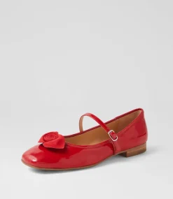 Women TOP END Flats|Mary Janes-Pelo Red Patent Suede Flat Shoes