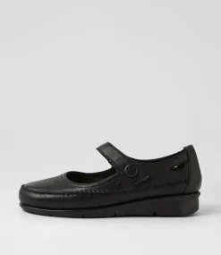 Women SUPERSOFT Comfort|Mary Janes-Peregrine Black Leather Flat Shoes