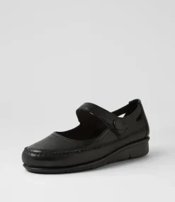 Women SUPERSOFT Comfort|Mary Janes-Peregrine Black Leather Flat Shoes
