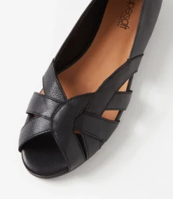 Women SUPERSOFT Comfort|Flats-Petise Black Heel Leather Ballet Flats