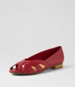 Women SUPERSOFT Comfort|Flats-Petise Dark Red Leather Ballet Flats