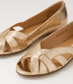 Women SUPERSOFT Comfort|Flats-Petise Rose Gold Crack Leather Ballet Flats