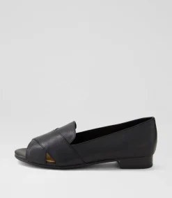 Women SUPERSOFT Flats-Petunia Black Leather Flat Shoes