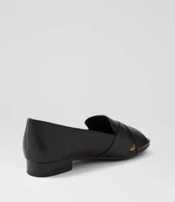 Women SUPERSOFT Flats-Petunia Black Leather Flat Shoes