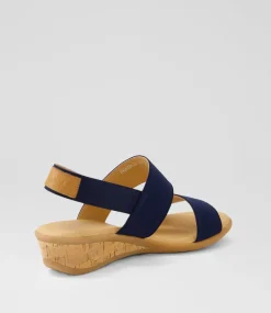 Women SUPERSOFT Comfort|Heels-Phaedra Navy Fabric Sandals
