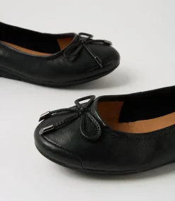 Women SUPERSOFT Comfort|Flats-Phillipe Black Leather Flat Shoes