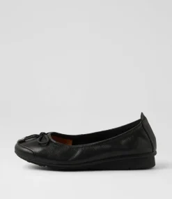 Women SUPERSOFT Comfort|Flats-Phillipe Black Leather Flat Shoes