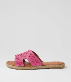 Women DIANA FERRARI Slides|Flats-Piksy Fuschia Leather Slides
