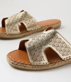 Women DIANA FERRARI Slides|Flats-Piksy Soft Gold Leather Slides