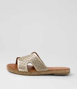 Women DIANA FERRARI Slides|Flats-Piksy Soft Gold Leather Slides