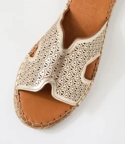 Women DIANA FERRARI Slides|Flats-Piksy Soft Gold Leather Slides