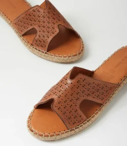 Women DIANA FERRARI Sandals|Slides-Piksy Tan Leather Slides