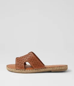 Women DIANA FERRARI Sandals|Slides-Piksy Tan Leather Slides
