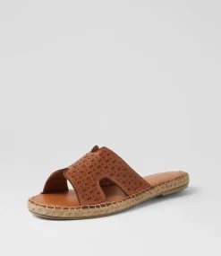 Women DIANA FERRARI Sandals|Slides-Piksy Tan Leather Slides