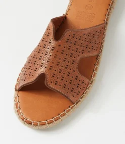 Women DIANA FERRARI Sandals|Slides-Piksy Tan Leather Slides