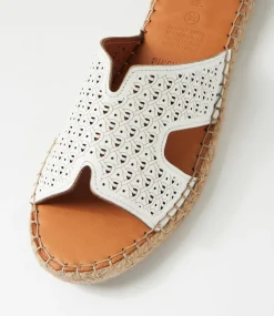 Women DIANA FERRARI Slides|Flats-Piksy White Leather Slides