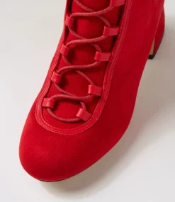 Women I LOVE BILLY Boots|Heels-Pimmie Red Microsuede Heels