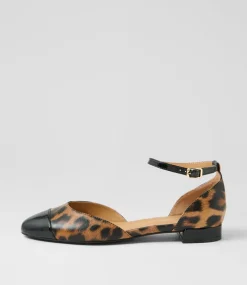 Women DIANA FERRARI Flats-Pitricia Black Leopard Patent Leather Flat Shoes