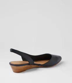 Women DIANA FERRARI Flats-Pleeza Navy Natural Leather Flat Shoes