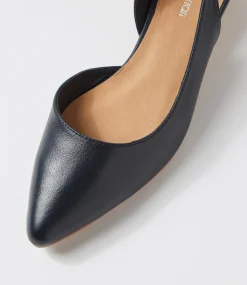 Women DIANA FERRARI Flats-Pleeza Navy Natural Leather Flat Shoes