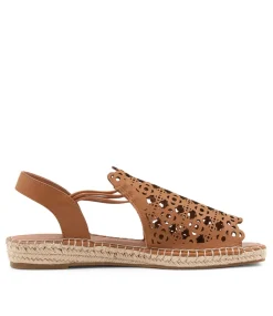 Women SUPERSOFT Comfort|Espadrilles-Precho Dark Tan Leather Sandals