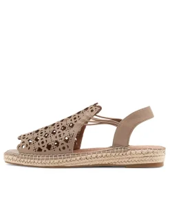 Women SUPERSOFT Comfort|Espadrilles-Precho Dark Taupe Leather Sandals