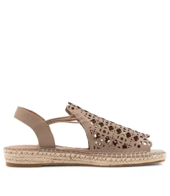 Women SUPERSOFT Comfort|Espadrilles-Precho Dark Taupe Leather Sandals