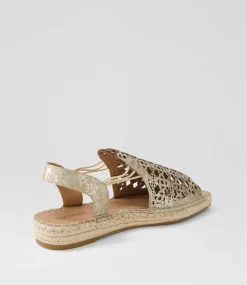 Women SUPERSOFT Comfort|Espadrilles-Precho Taupe Metal Flower Leather Sandals