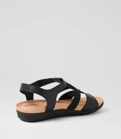 Women SUPERSOFT Comfort|Flats-Presten Black Leather Sandals