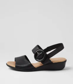 Women SUPERSOFT Comfort|Heels-Princie Black Leather Sandals