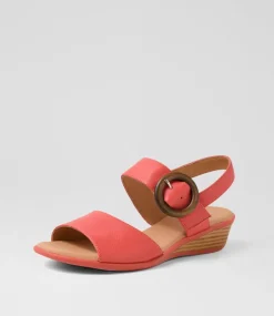 Women SUPERSOFT Heels|Sandals-Princie Coral Leather Sandals